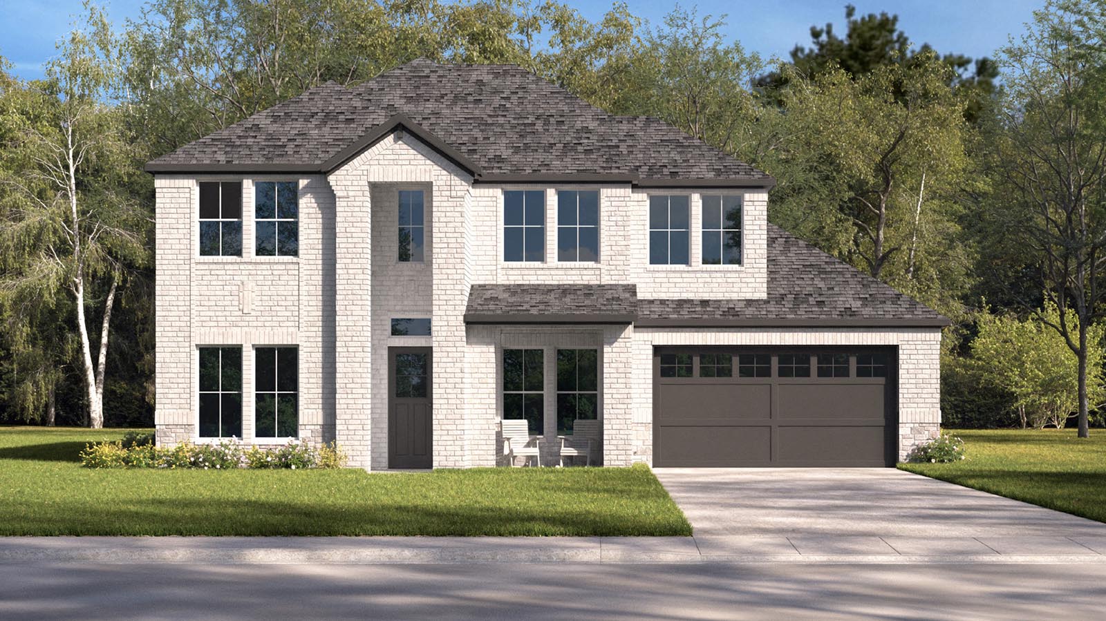 two story brick home rendering
