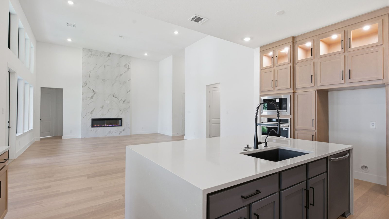 open concept kitchen and living room
