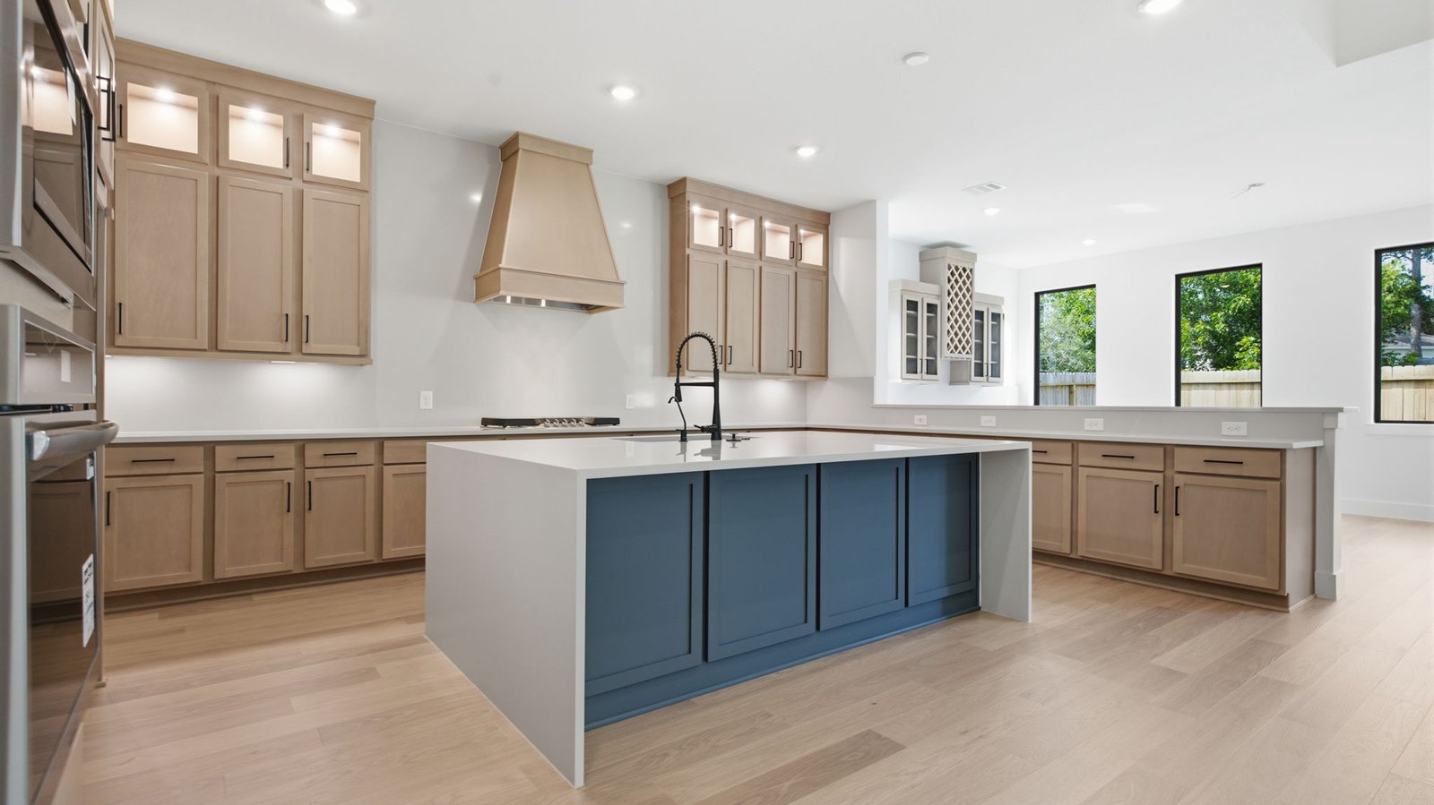 open concept kitchen with large island