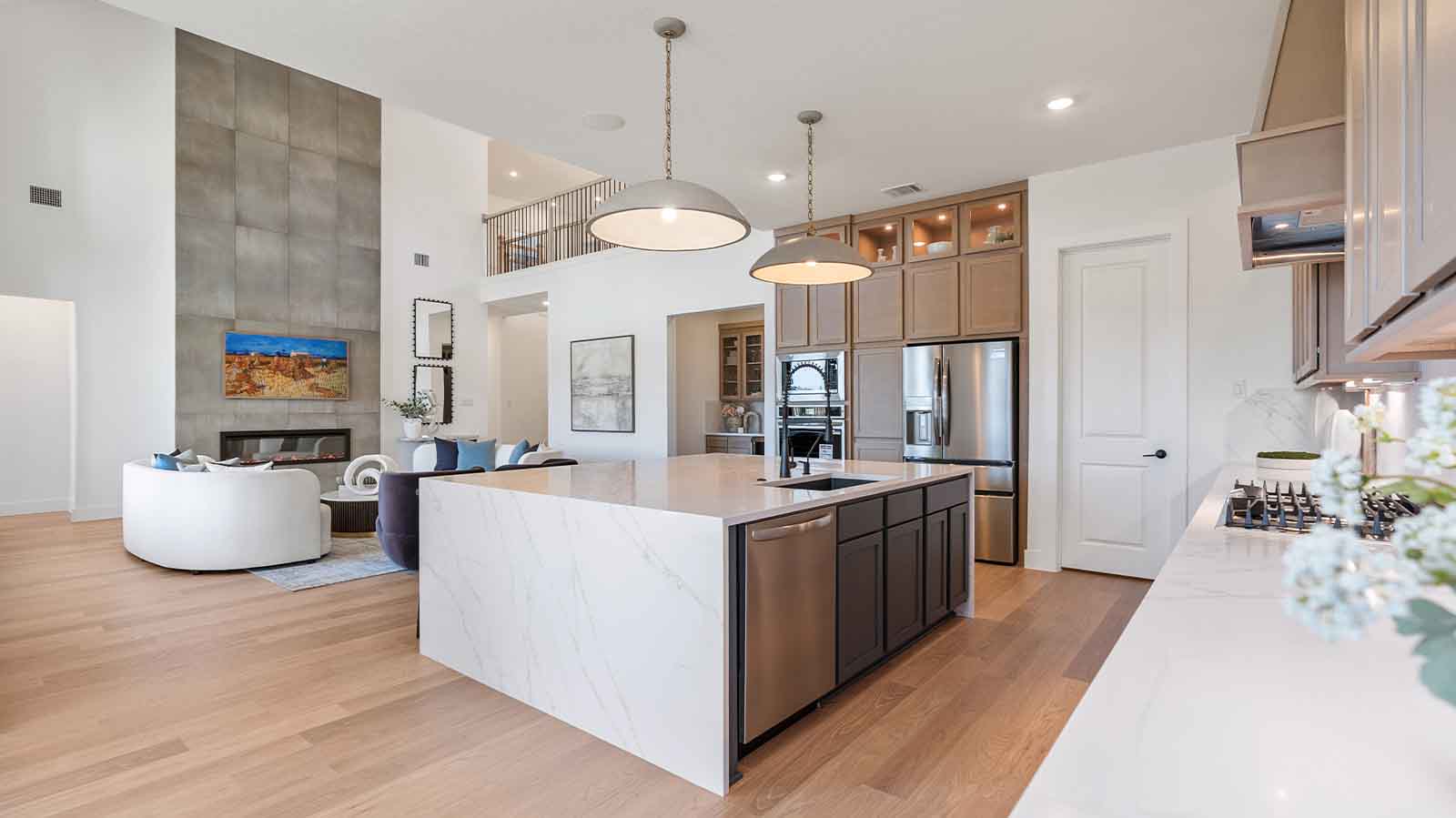 open concept kitchen with large island