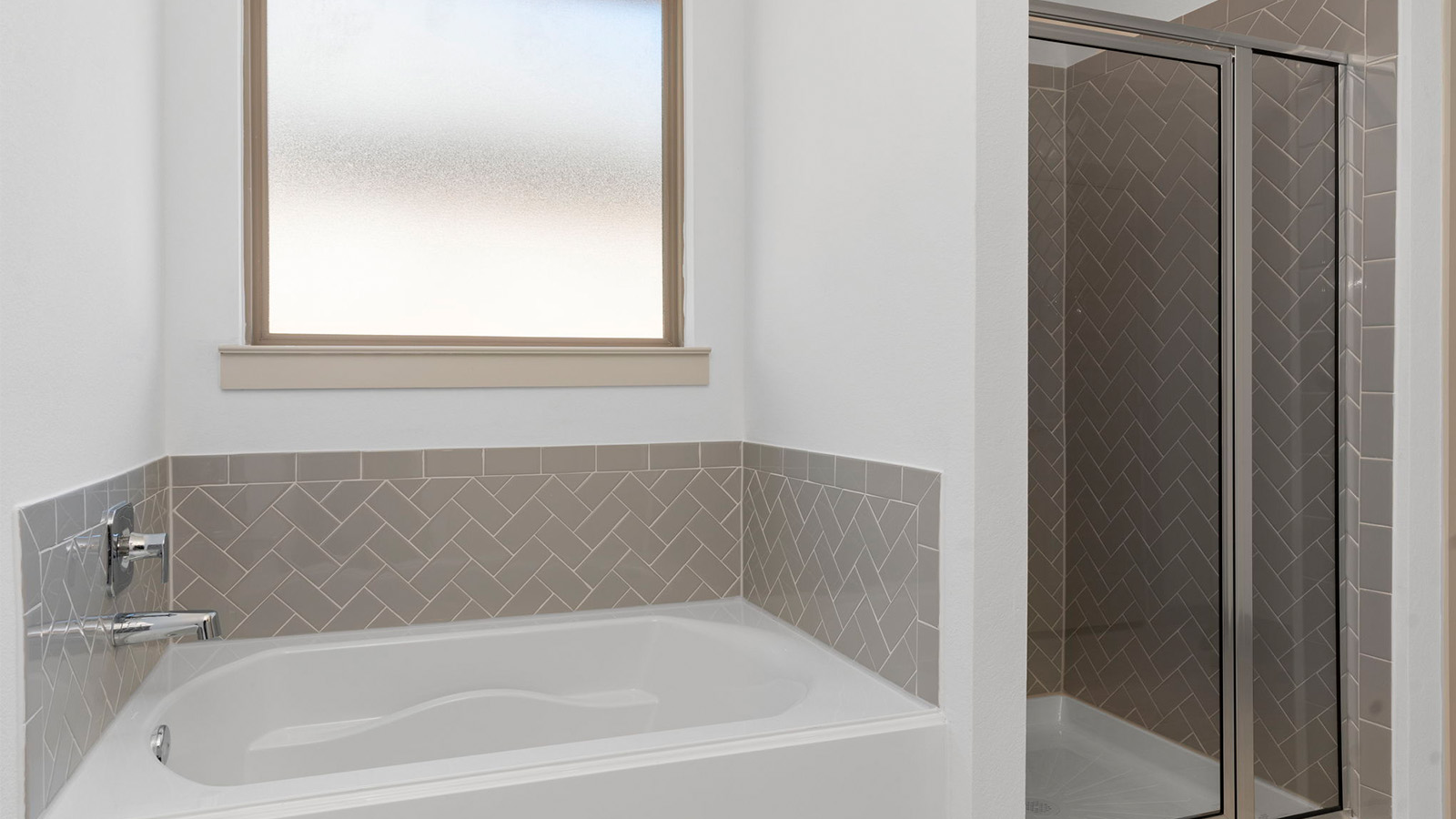 Primary bathroom with sepreat bathtub and shower