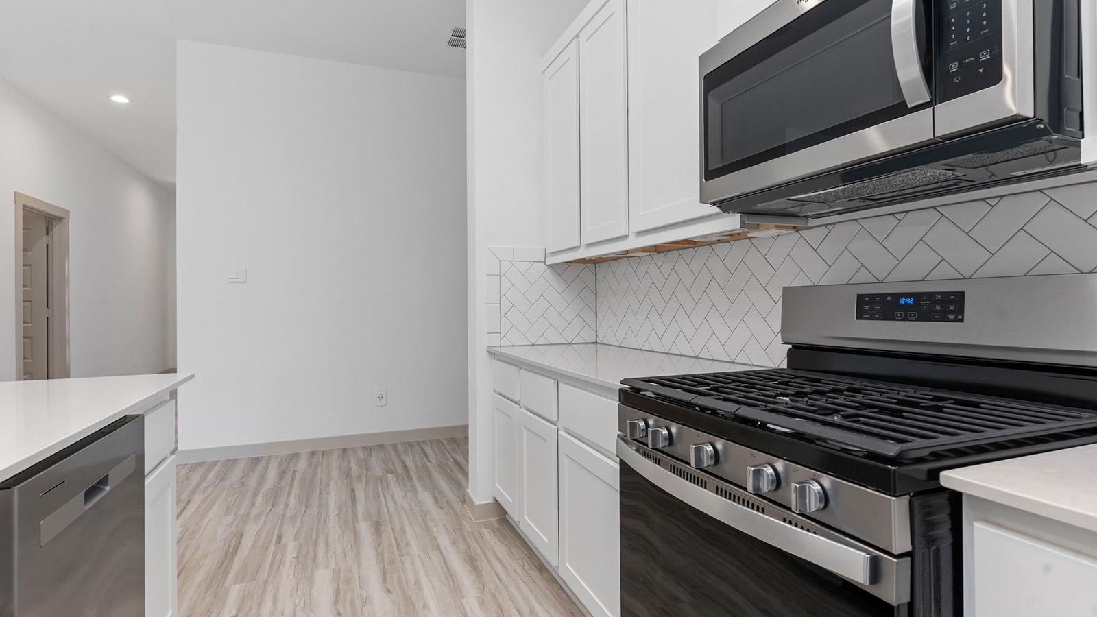 Stainless steel appliances in the kitchen