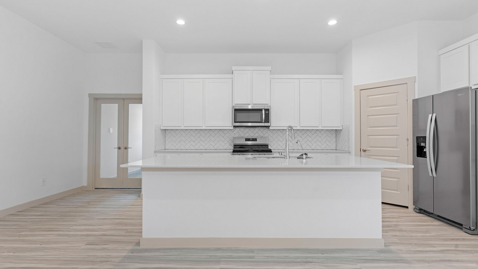 Spacious kitchen with a large island