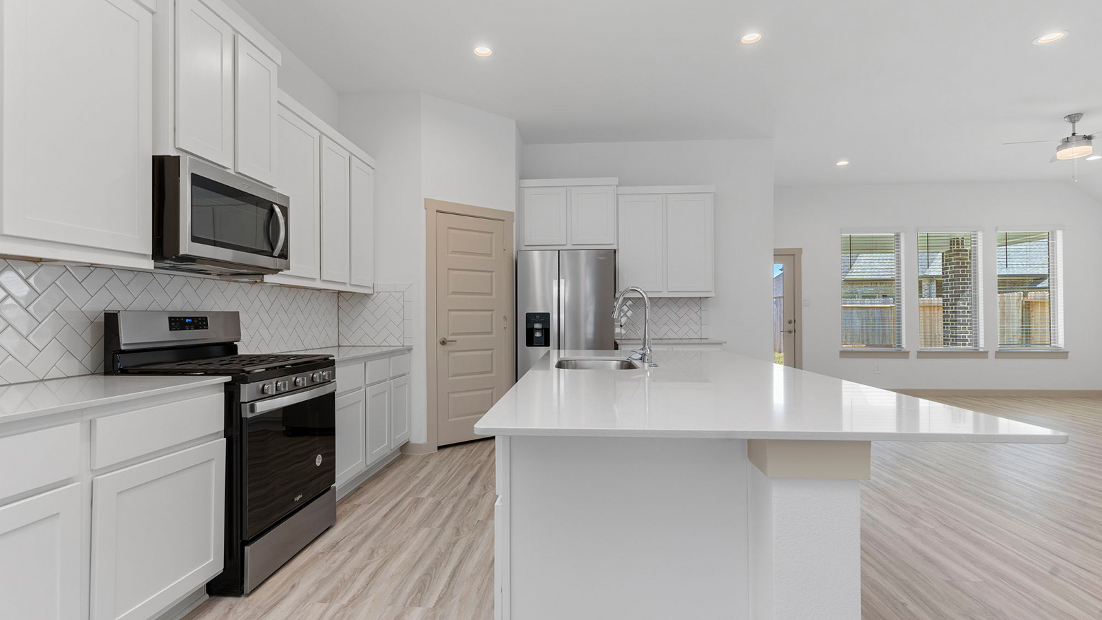 Spacious kitchen with a large island