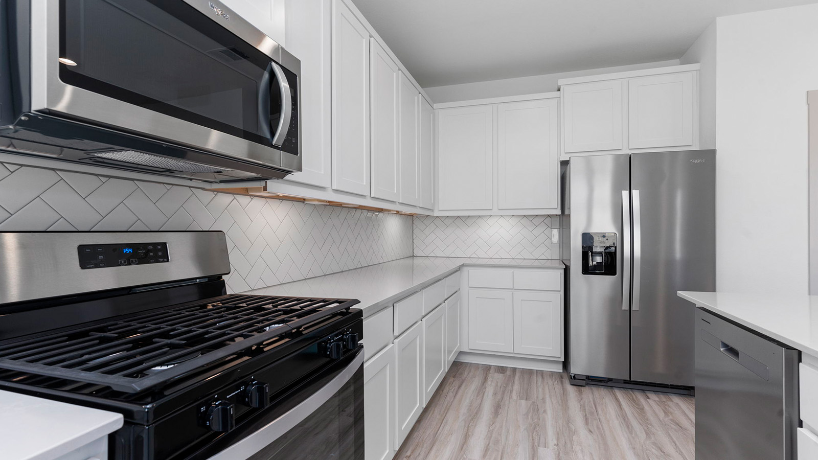 Stainless steel appliances in the kitchen