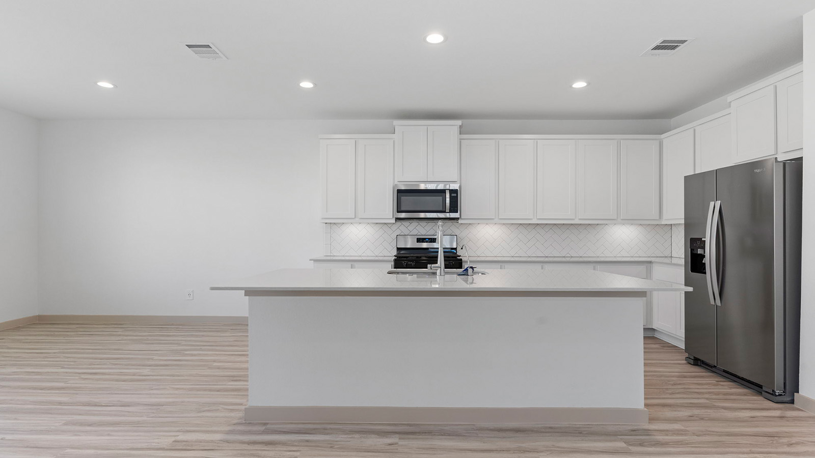 Open concept kitchen with a large island