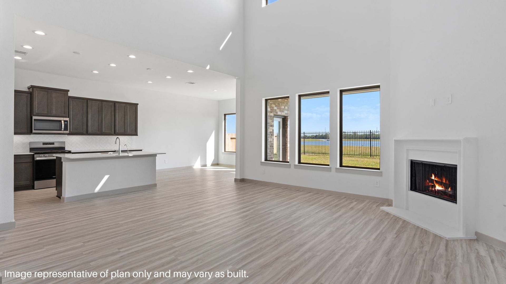 Open concept living and dining space.