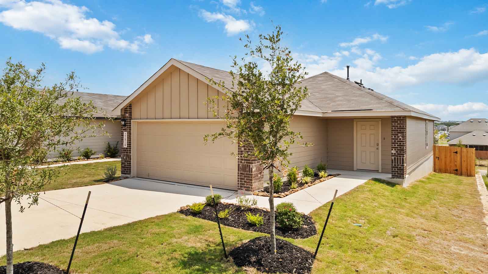 single story home with a two car garage