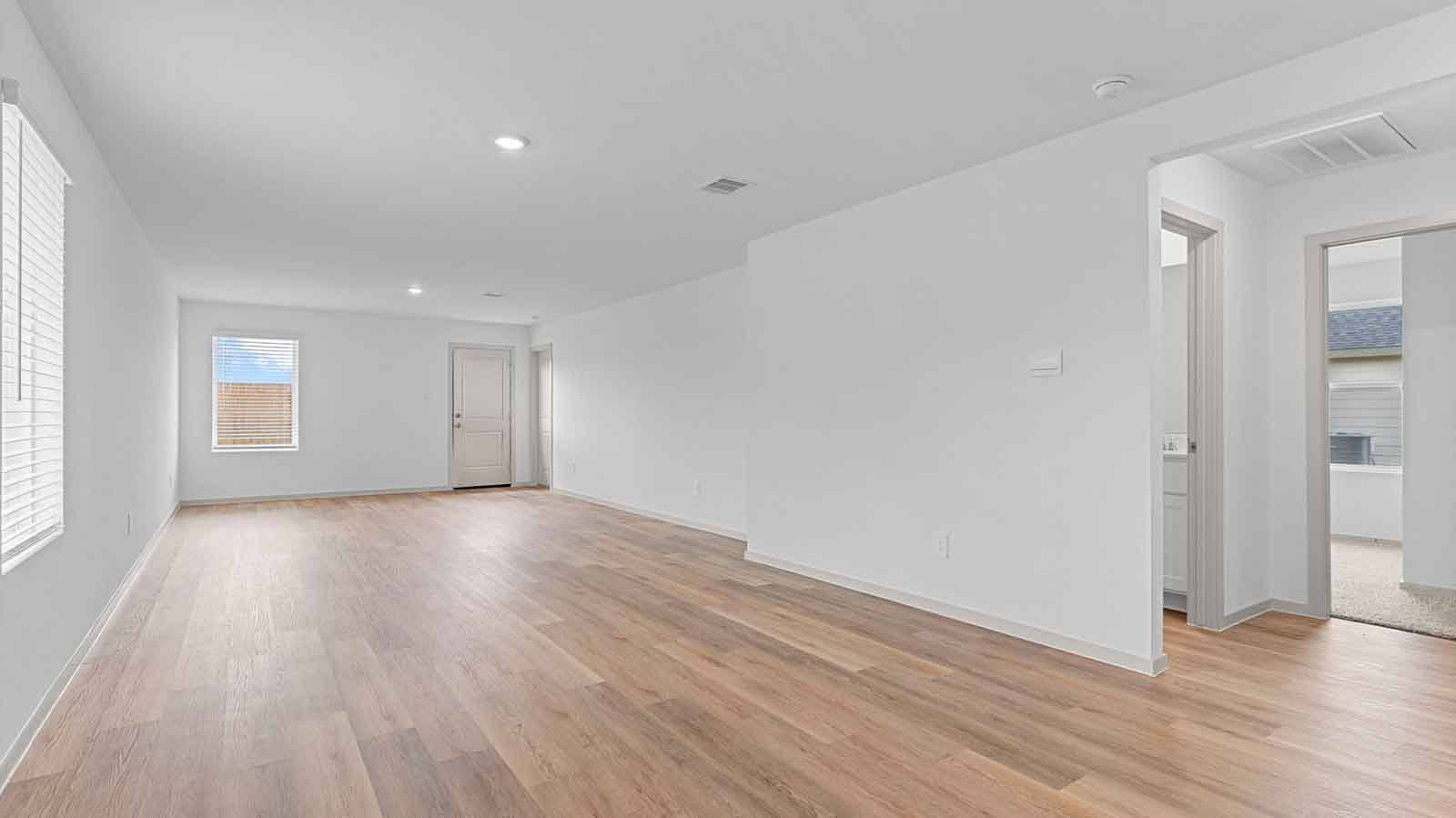 open concept living and dining room