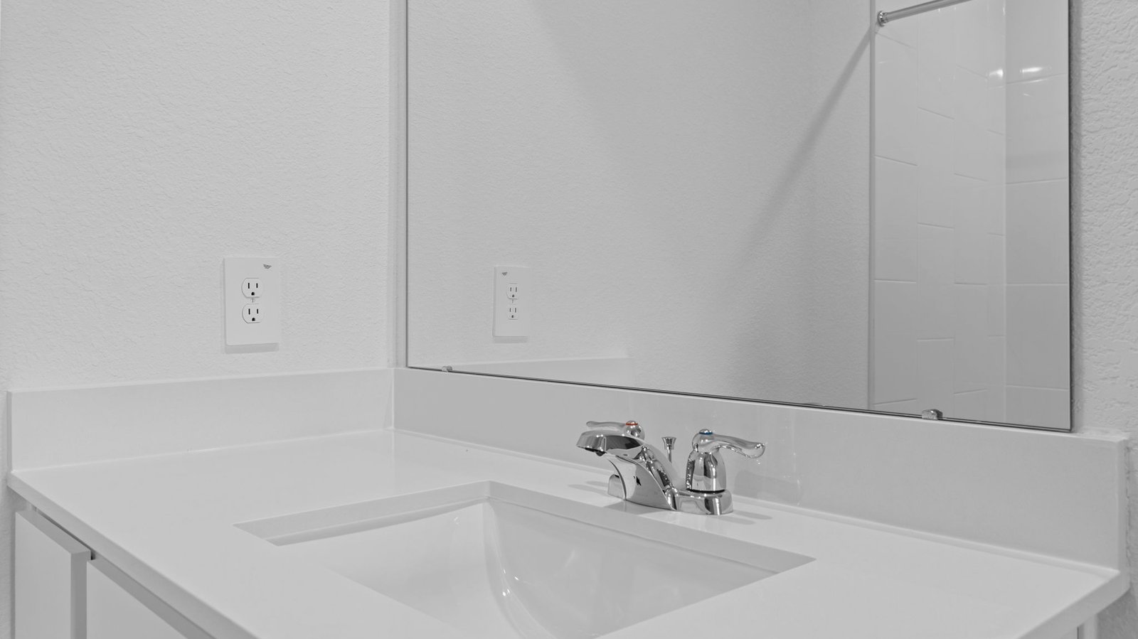 primary bathroom vanity with one sink