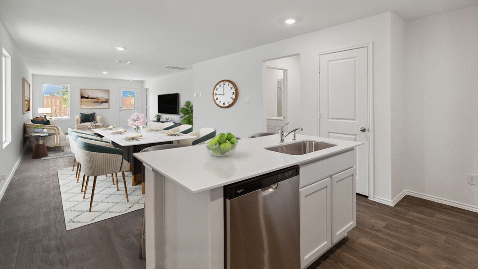 open concept kitchen and dining room