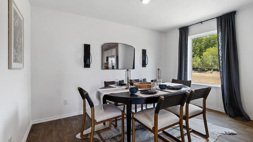 dining room with large window