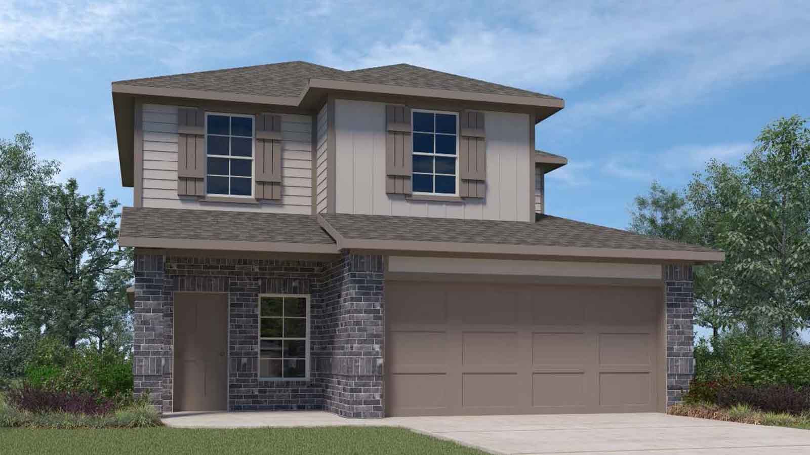 two story home with a two car garage rendering
