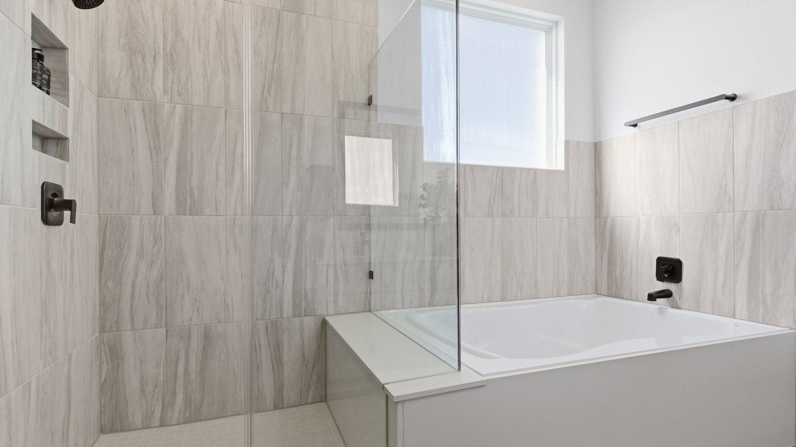 Spacious ensuite bathroom with walk-in closet
