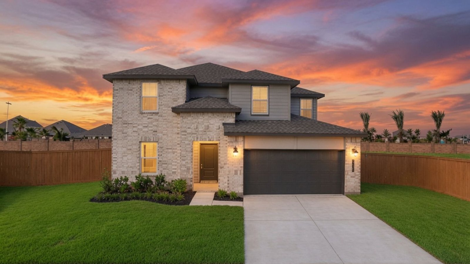 two story home with a two car garage