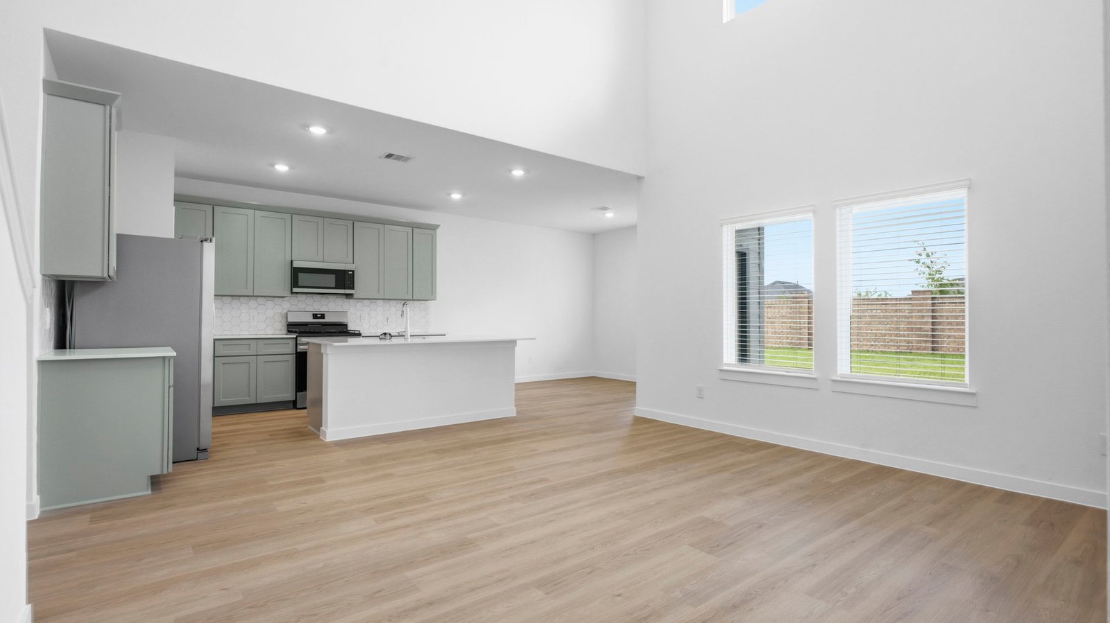 open concept kitchen and living room