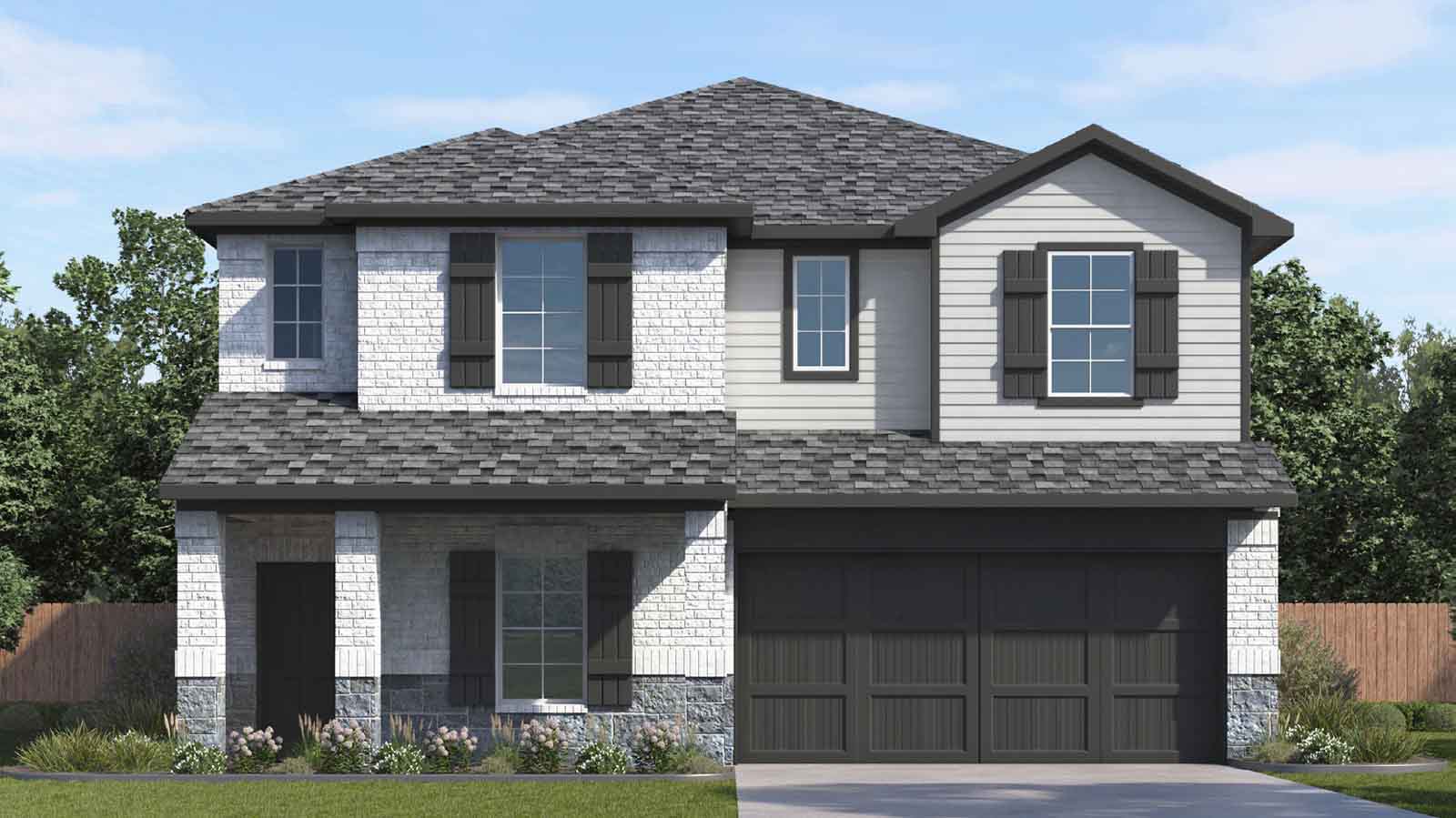 two story home with a two car garage rendering