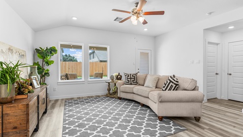 Living room with two large windows.