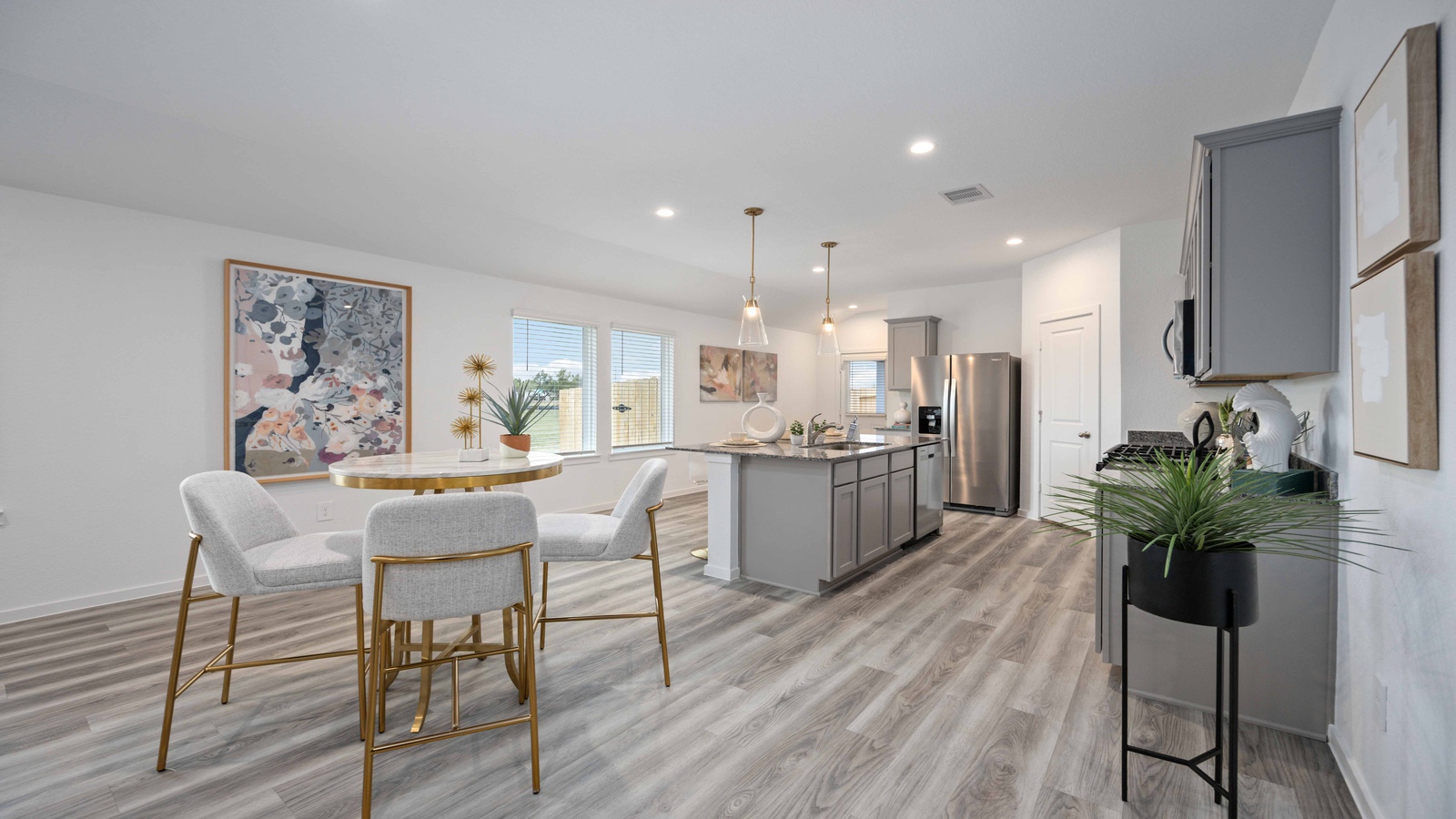 Open concept kitchen and dining room