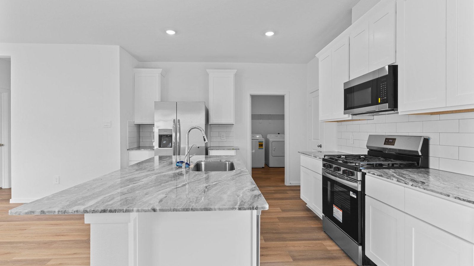 kitchen with island and walk in pantry