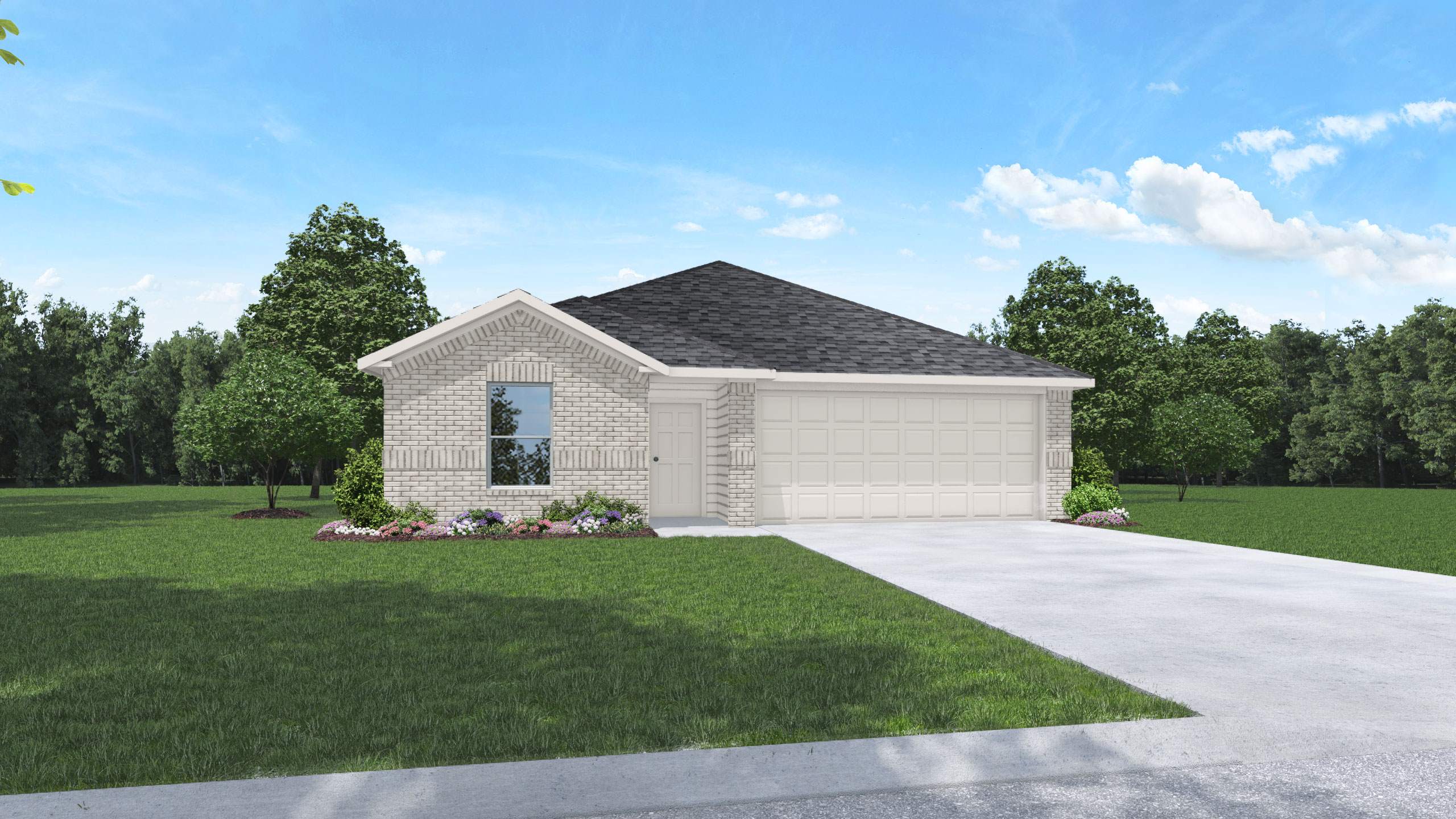 gaven floor plan one story brick home elevation P