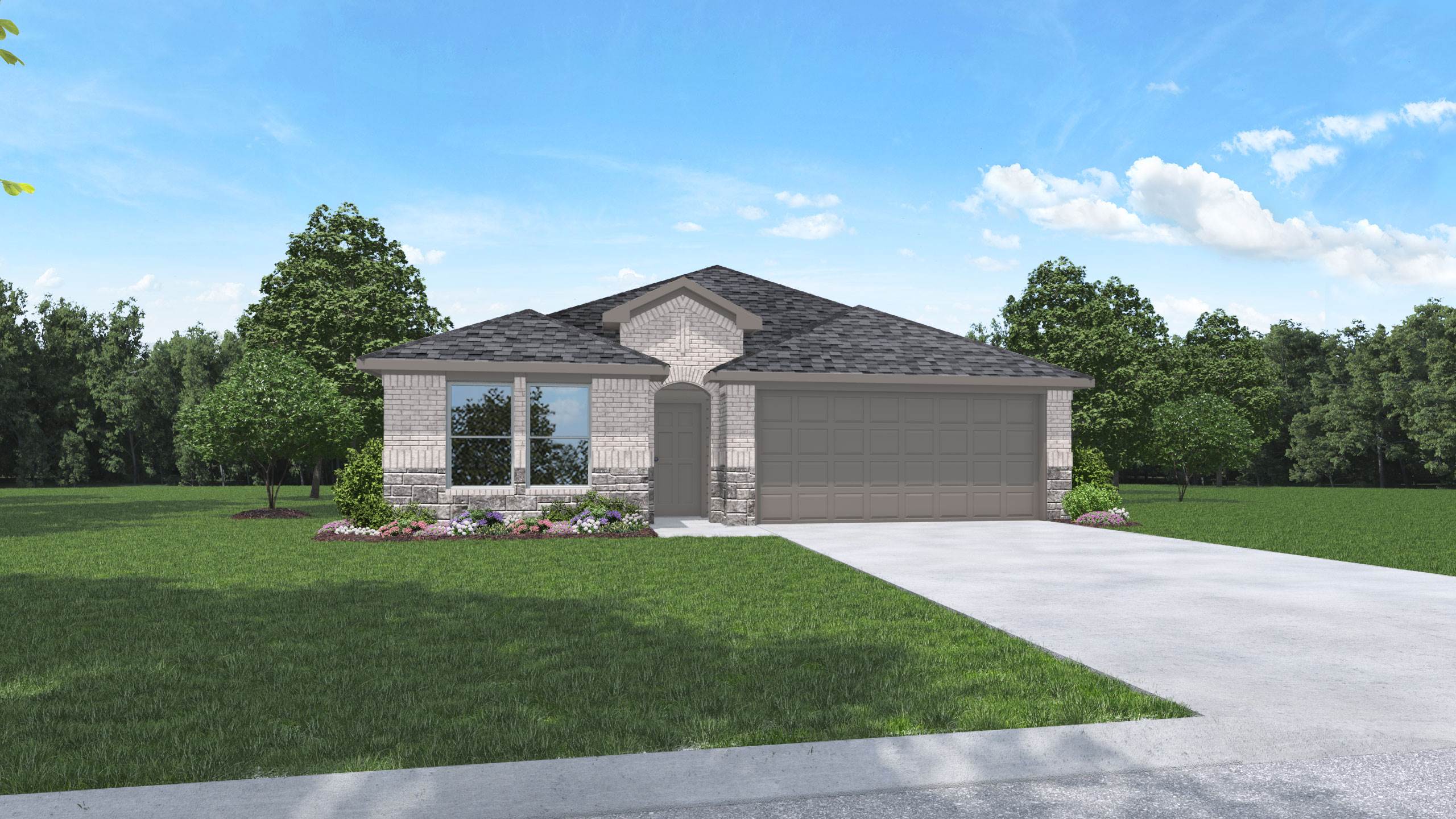 gaven floor plan one story brick home elevation P