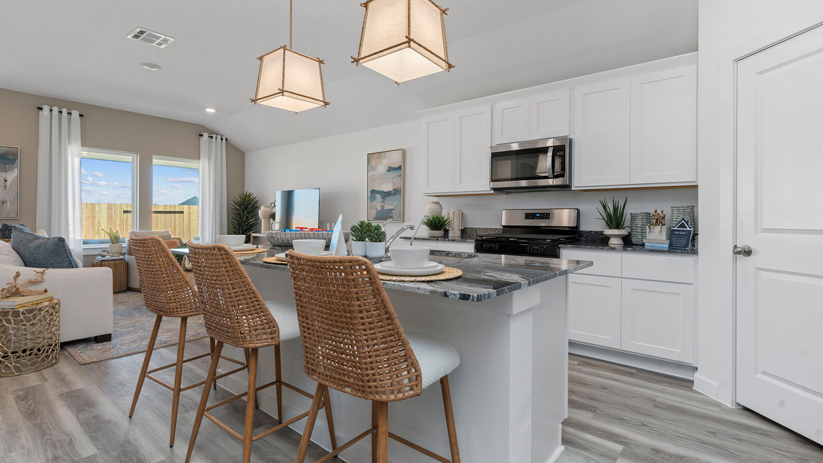 kitchen with island and walk in pantry