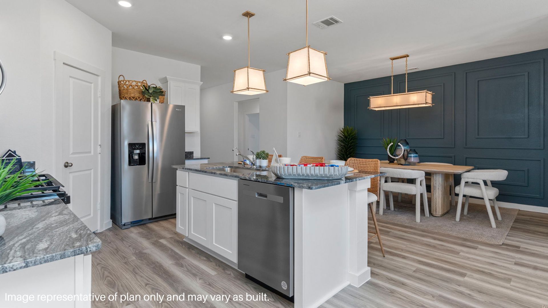 Spacious Kitchen with center island overlooking the Dining area
