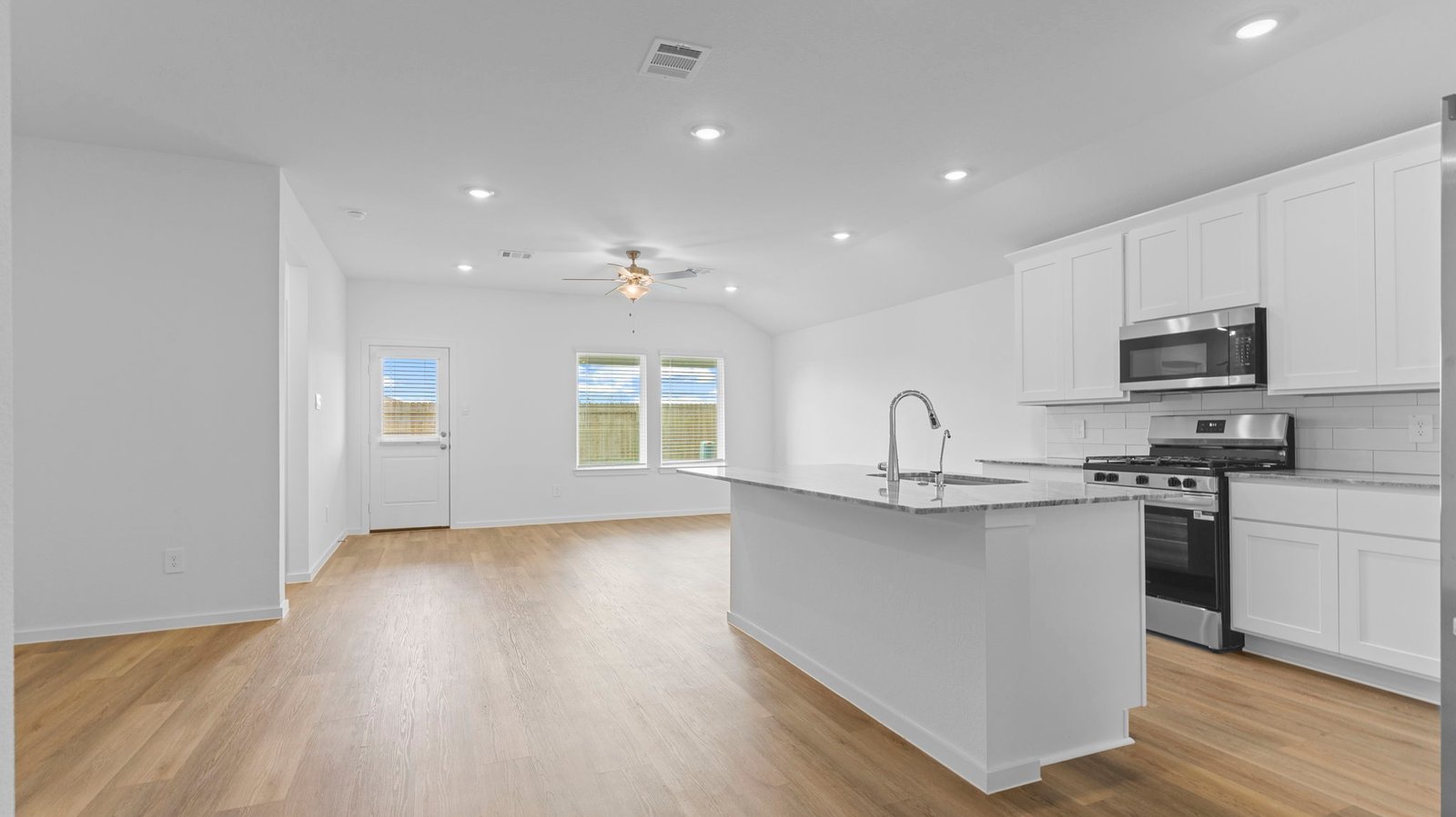 open concept kitchen and dining room