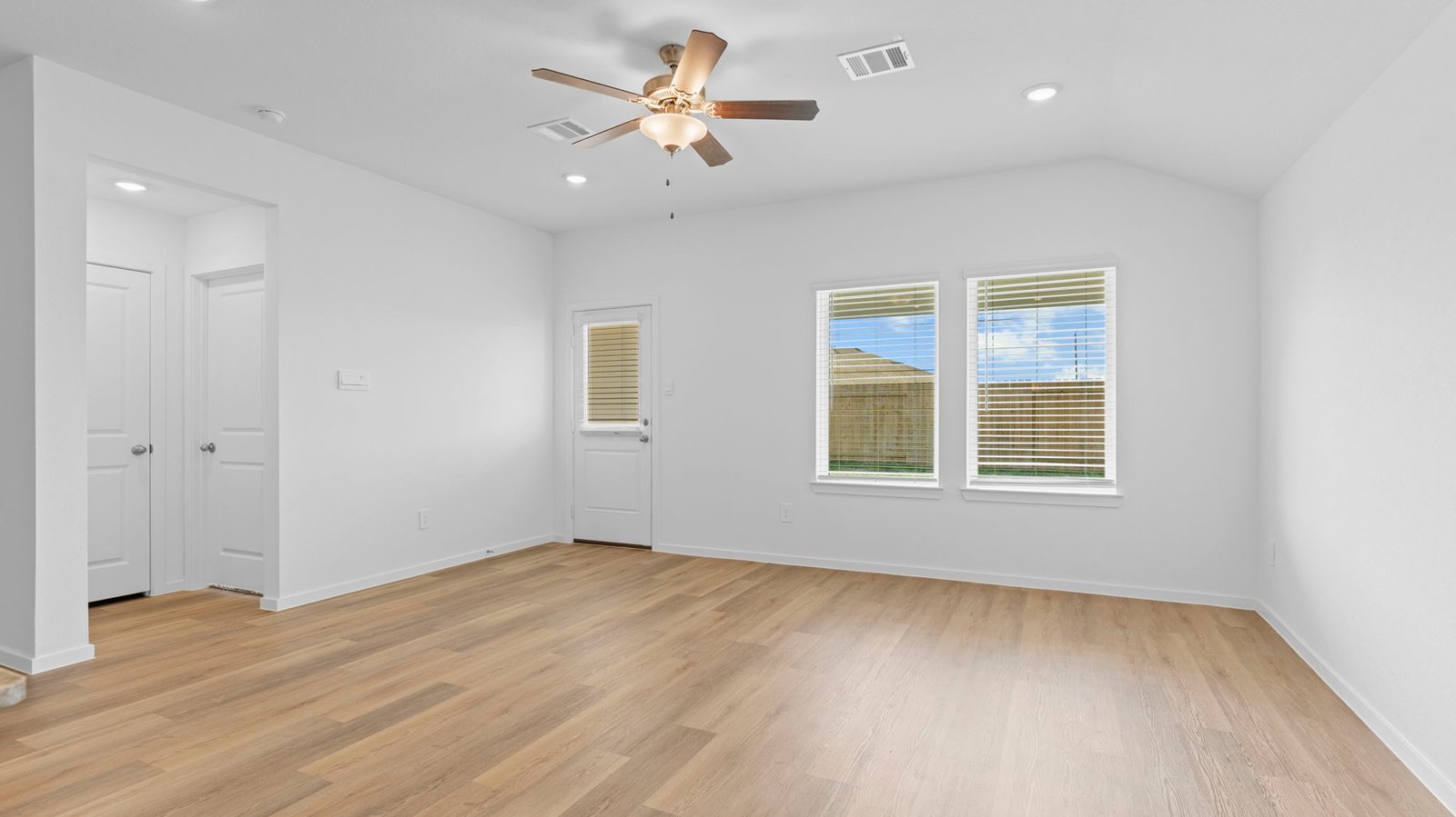 living room with large window