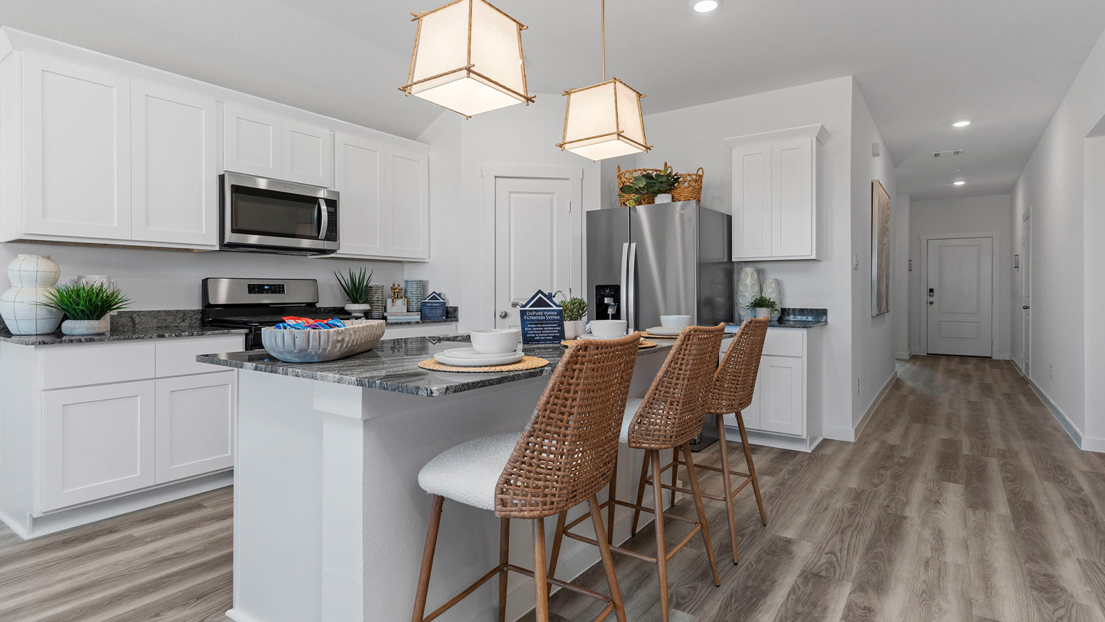 kitchen with large island and walk in pantry