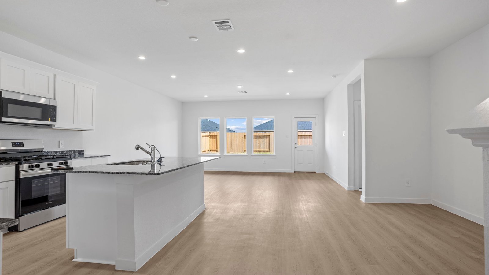 open concept kitchen and living room