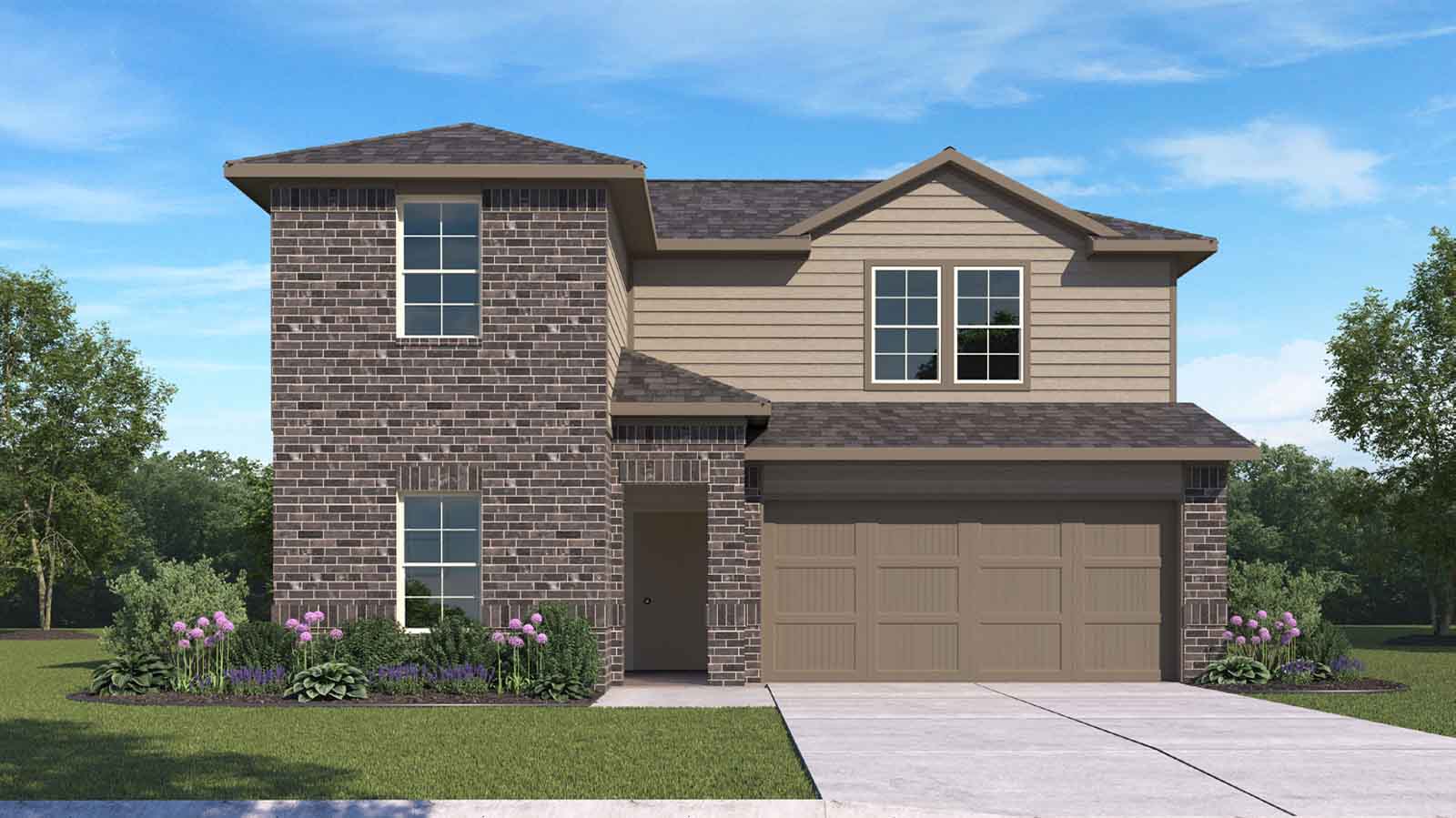 two story rendering with a two car garage