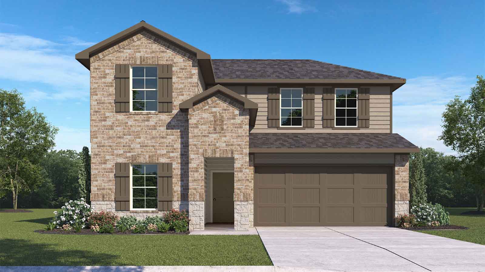 two story rendering with a two car garage