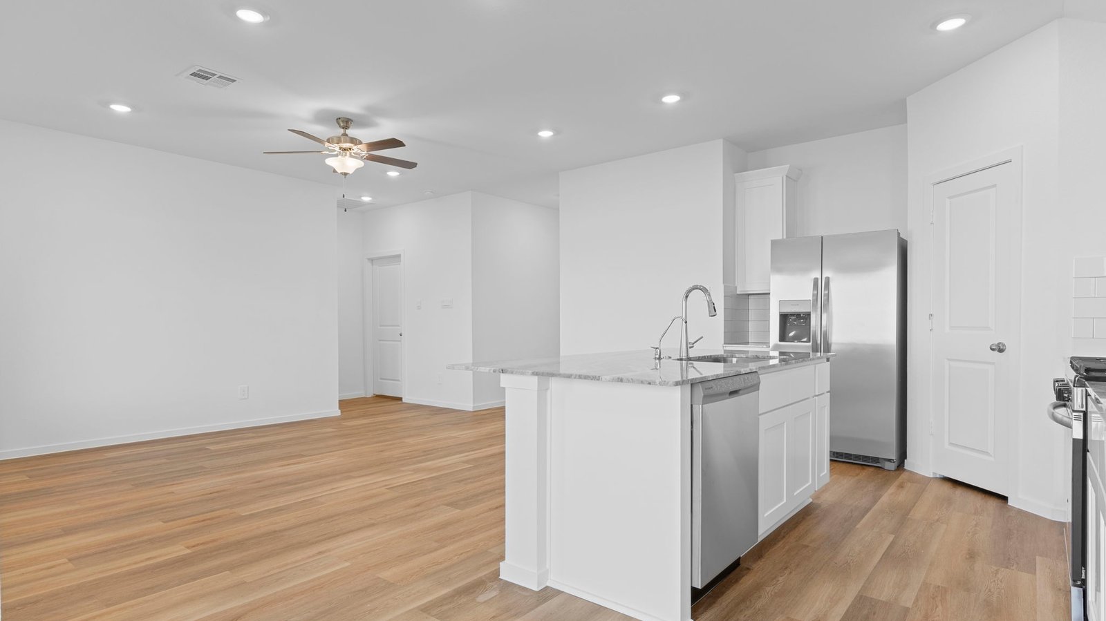 open concept kitchen with large island