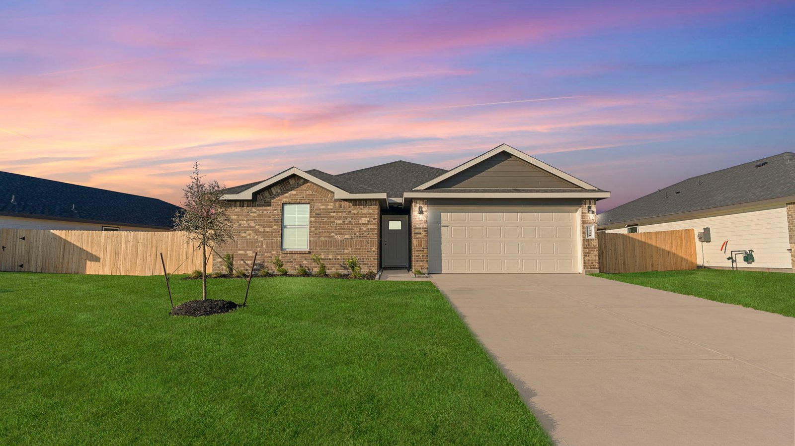 single story home with a two car garage