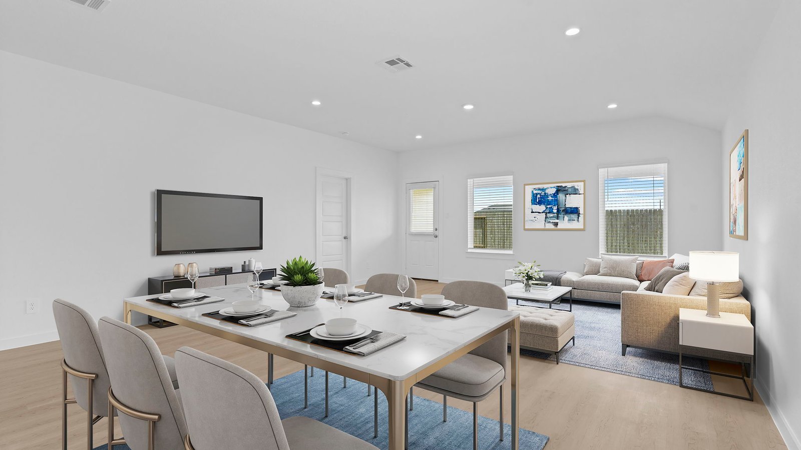 open concept dining room and living room