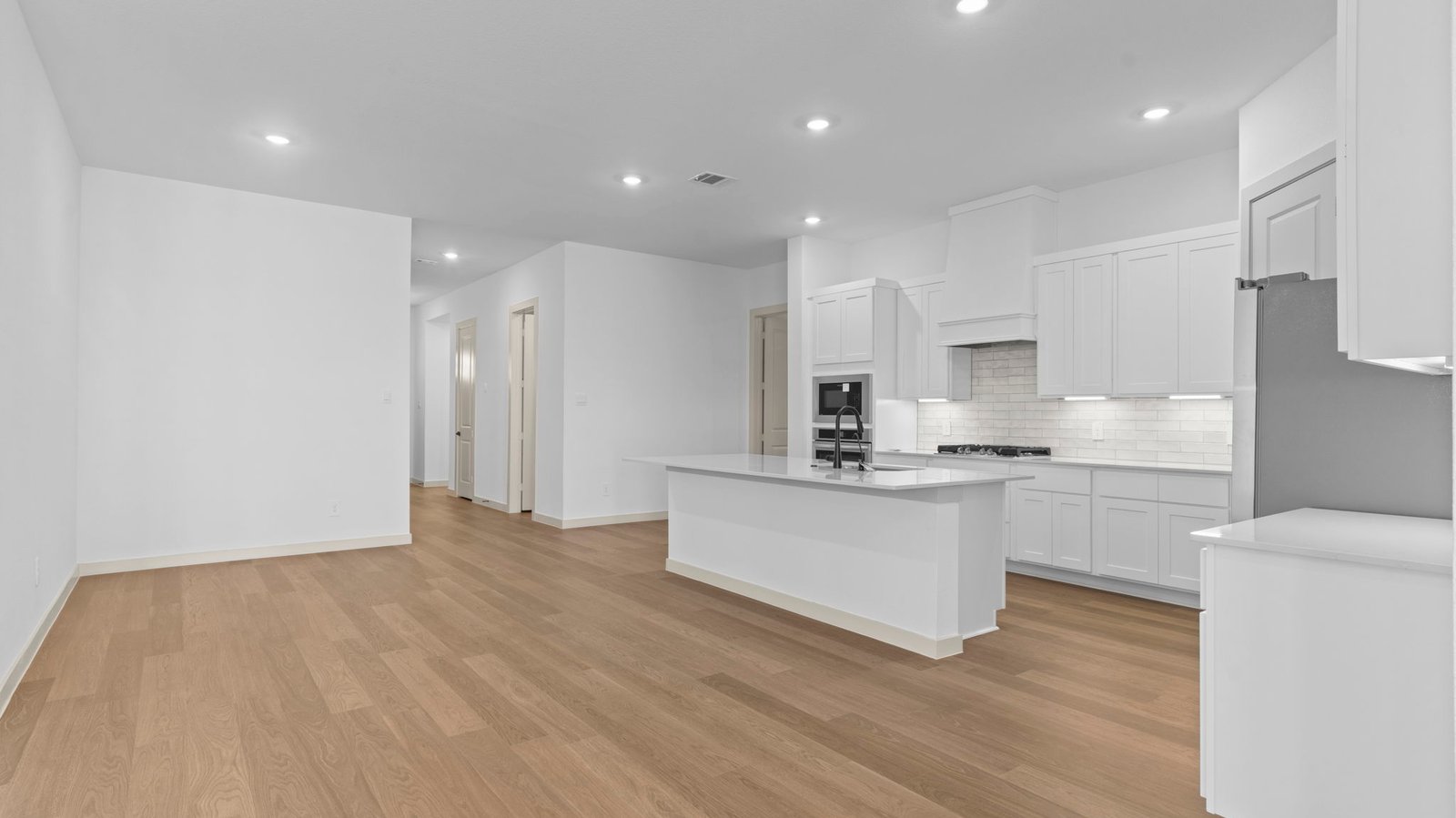 open concept kitchen and living room