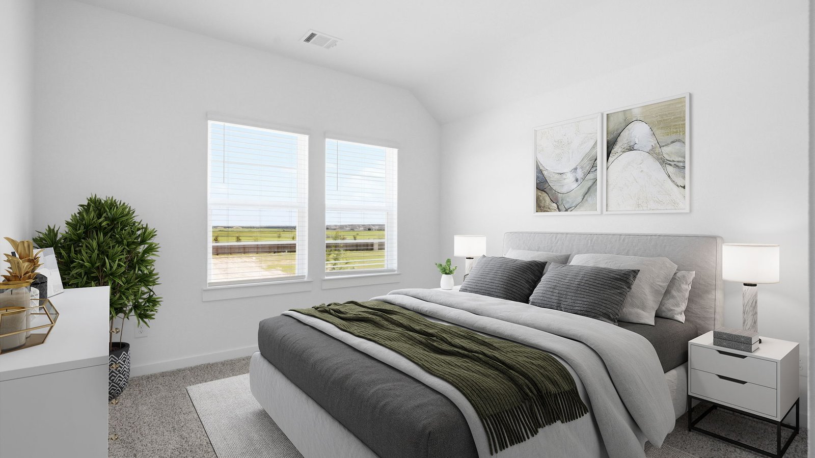 Comfortable guest bedroom featuring neutral-toned walls, carpeted flooring, and a separate closet.