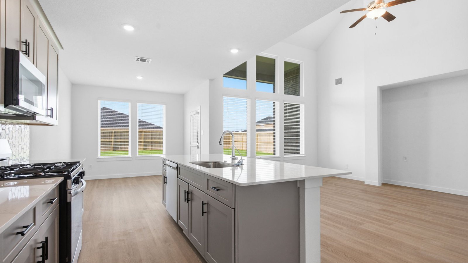 open concept kitchen with large island