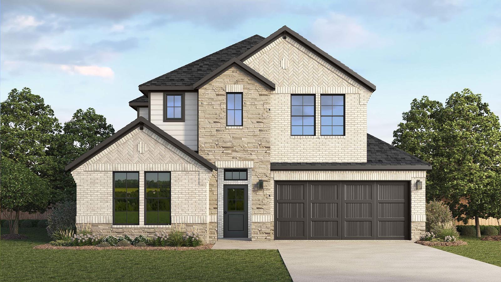 Two-story home with an attached garage rendering