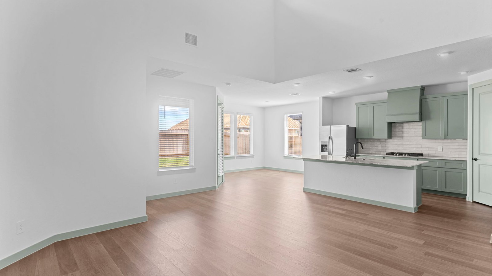 open concept kitchen and living room