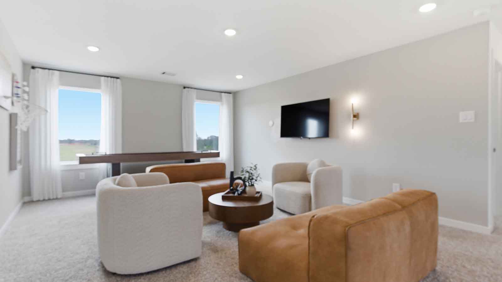 game room with two windows