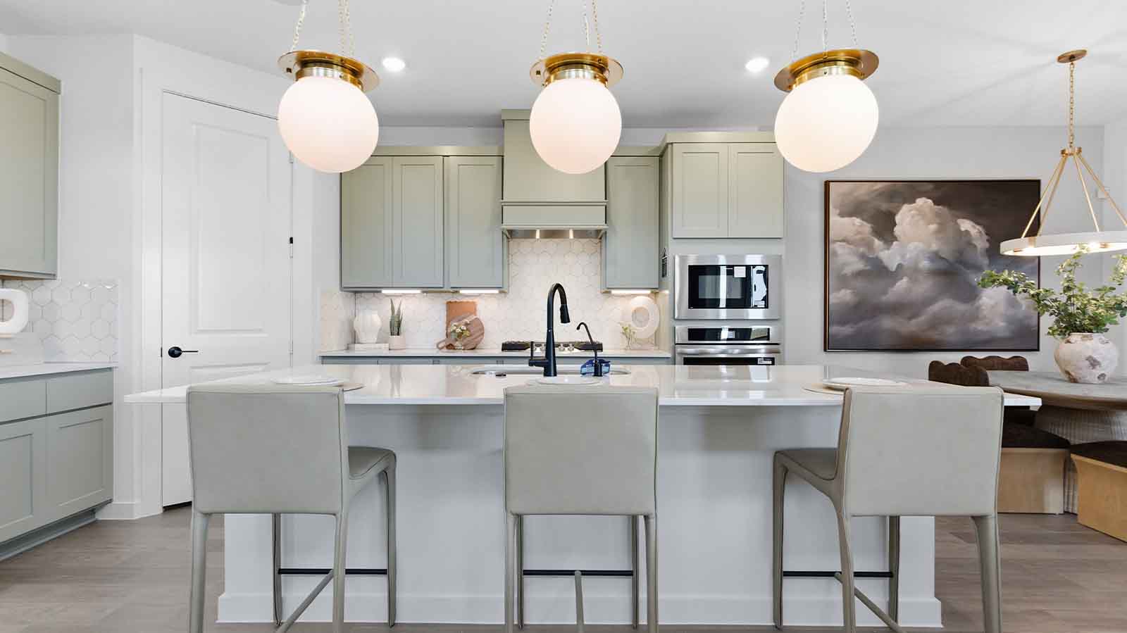 dining room with large window and walk in pantry