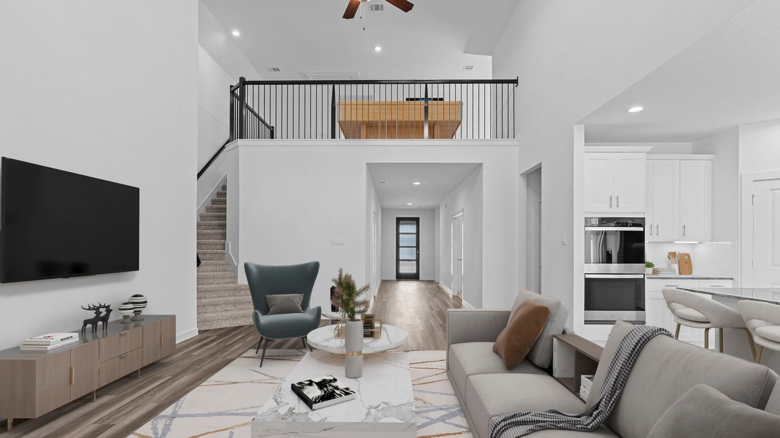 open two story living room