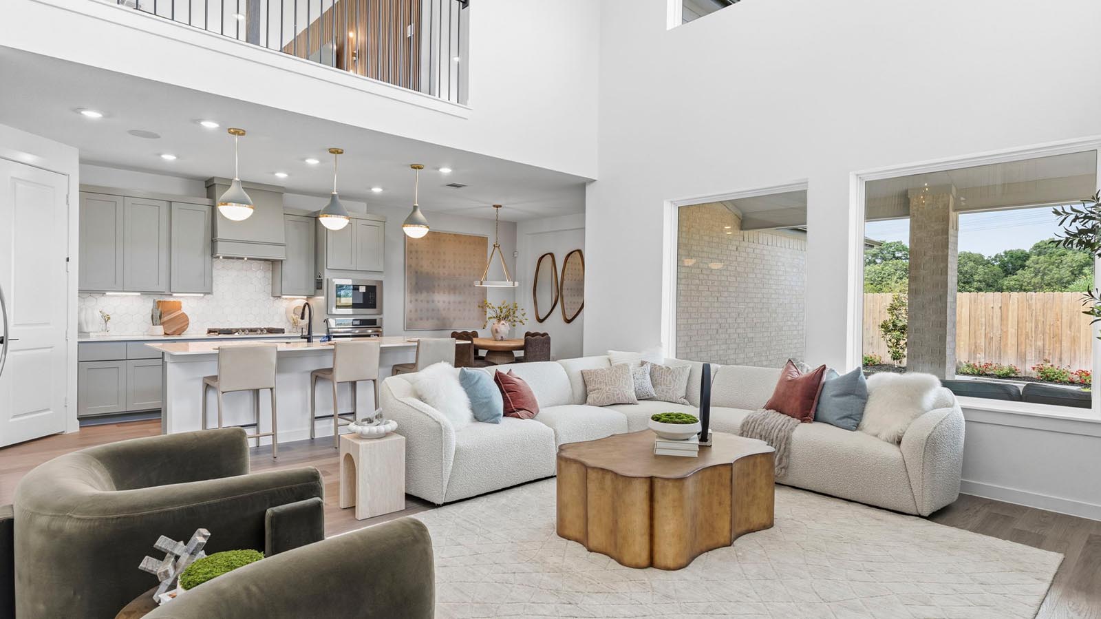 living room with large windows