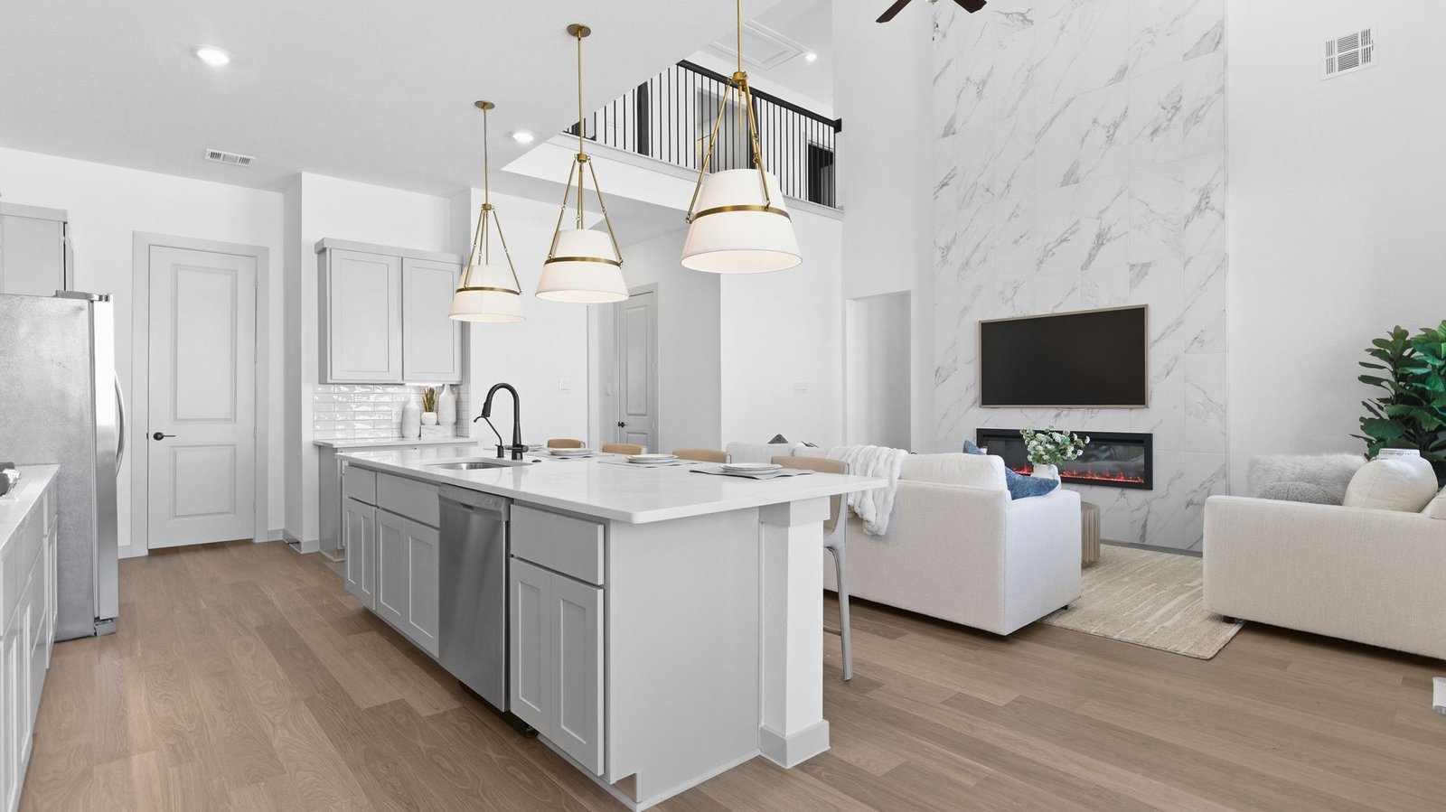 open concept kitchen and living room