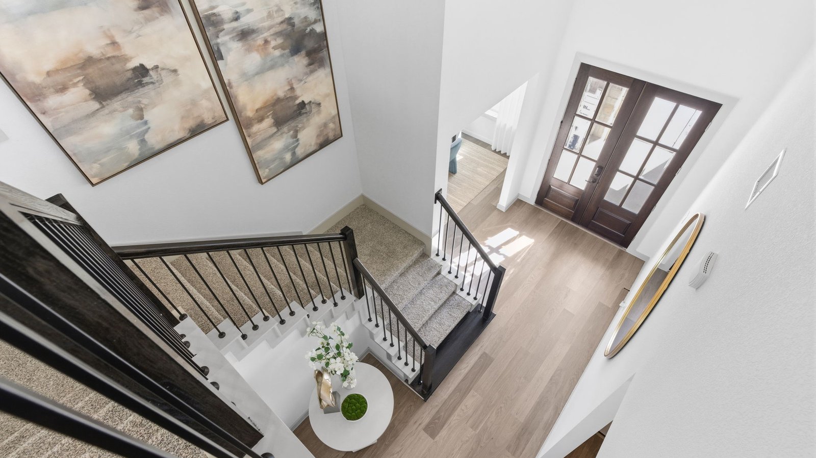 view of front entry from upstairs