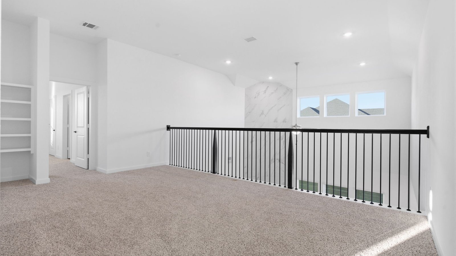 second floor open concept game room