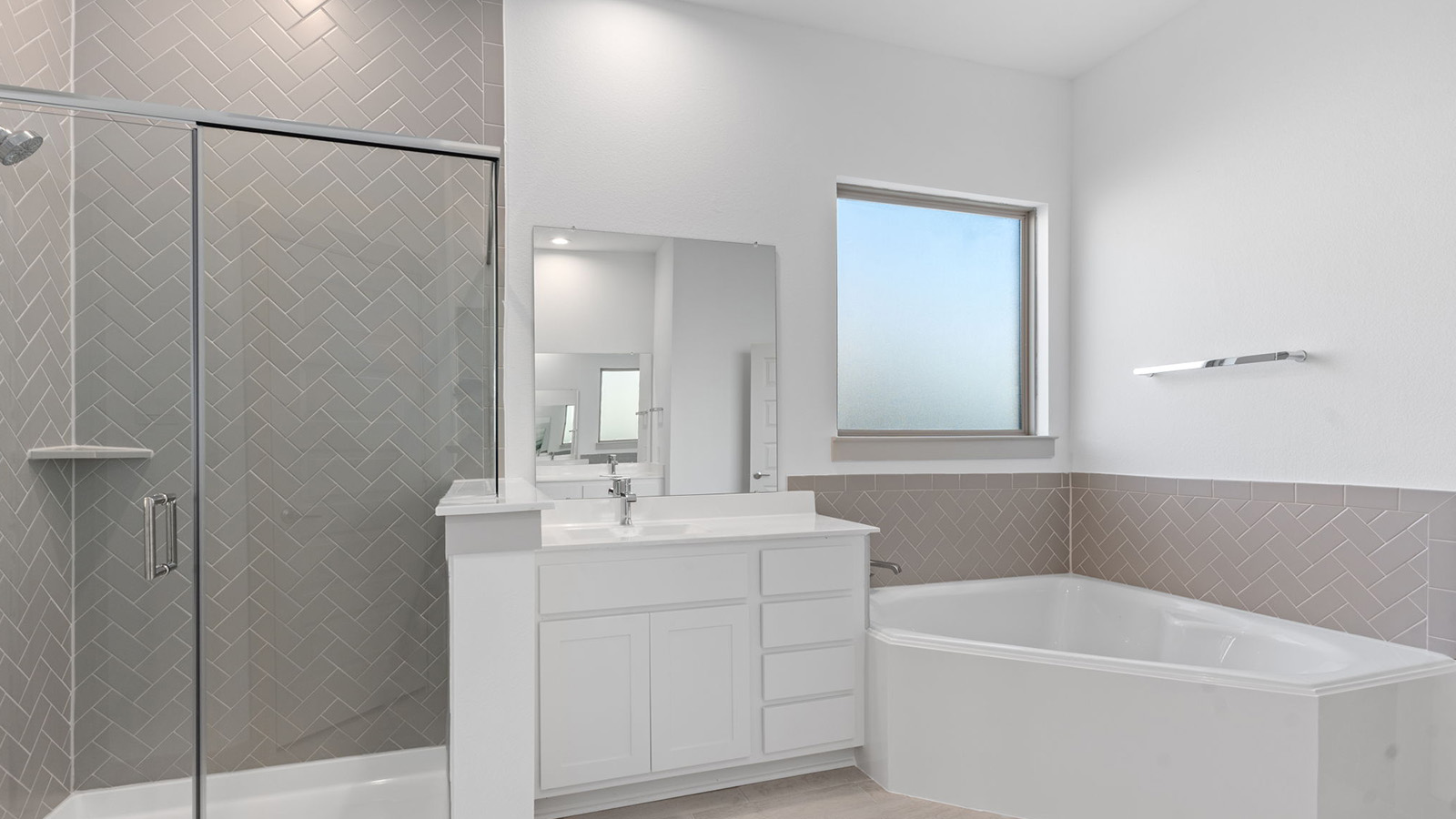 primary bathroom with one window